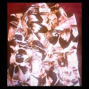 Calvin Klein blouse silk work shirt! Elegant print